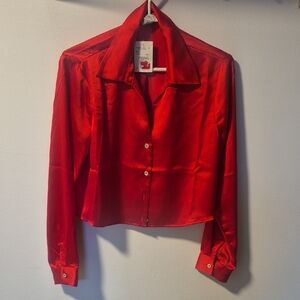 Rachel Zoe Scarlet Satin Blouse
